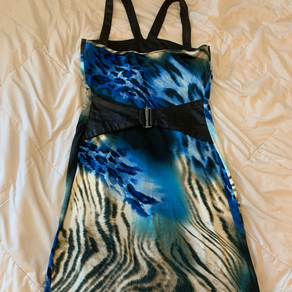 Blue and Black Animal Print Dress